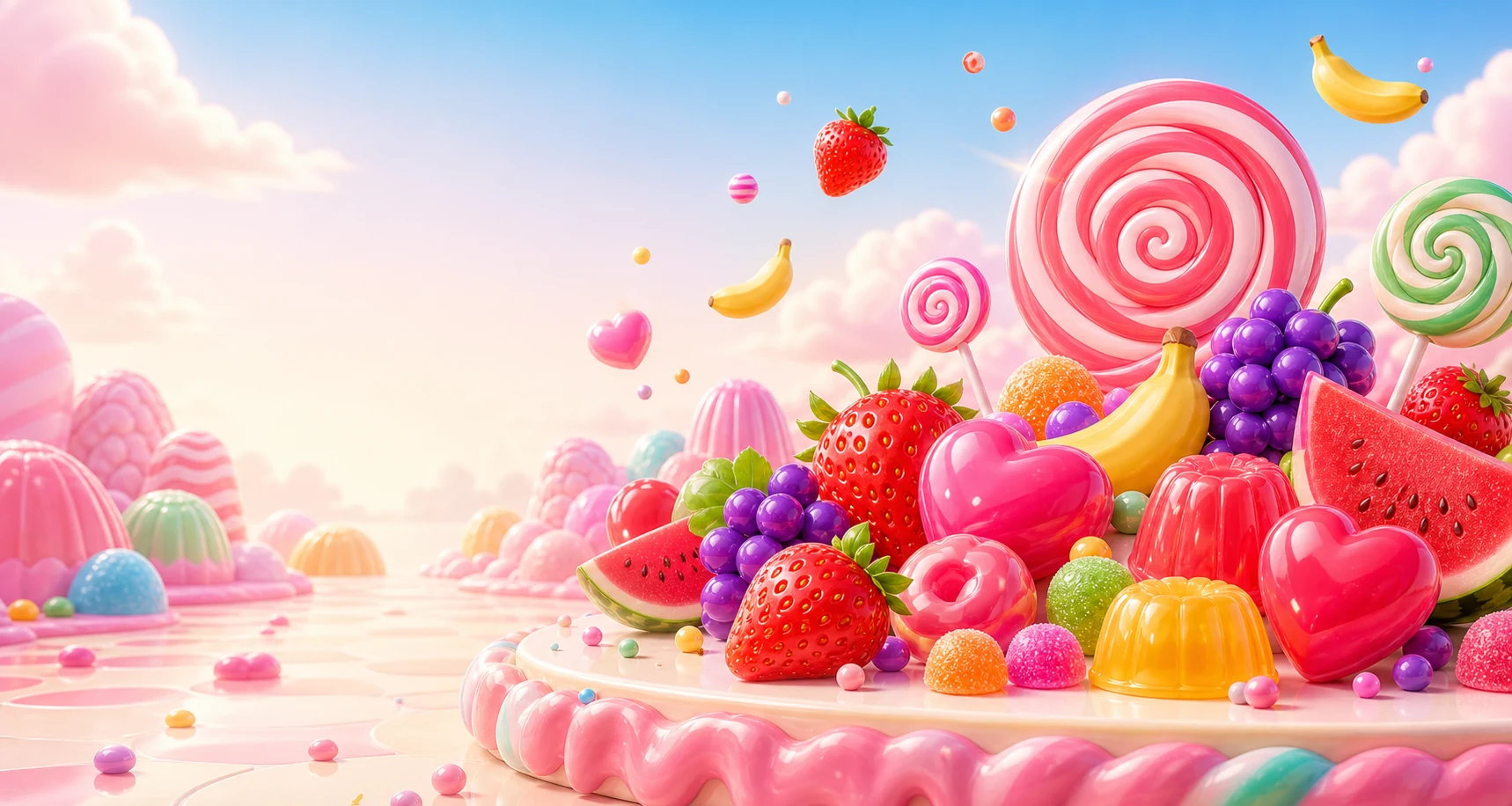 Sweet Bonanza şeker ve meyve temalı hero görseli